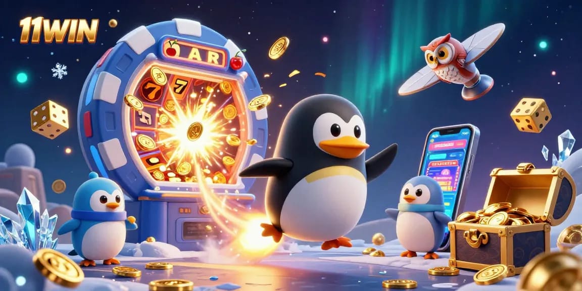 Experience winning excitement at 11WIN with vibrant casino-themed 3D illustration.