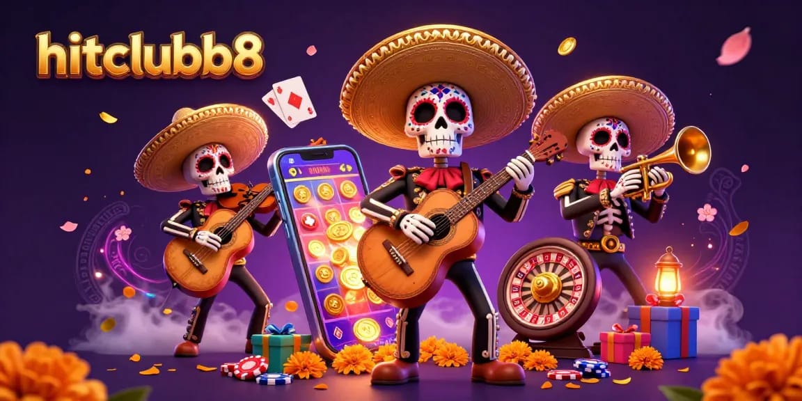 Engage in dynamic gaming action with hitclubb8, featuring vibrant mariachi characters and exciting casino elements.