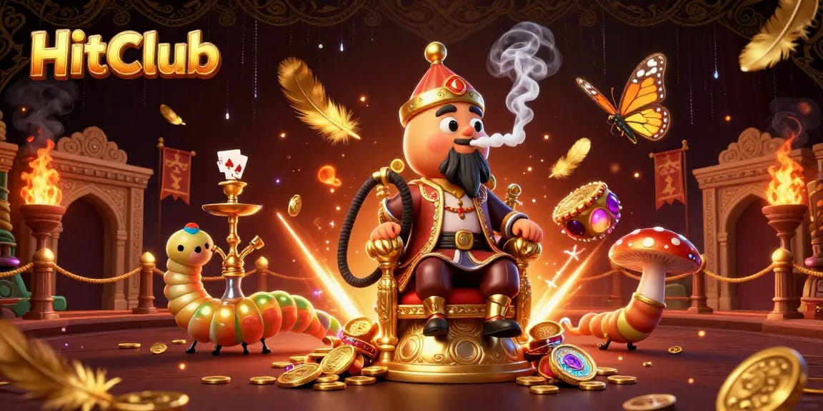 HitClub's enchanting 3D illustration depicts a dynamic casino scene with vibrant characters and gambling elements.