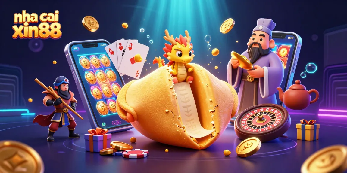Engage with nha cai xin88 through vibrant 3D casino-themed illustration showcasing interactive gaming elements.