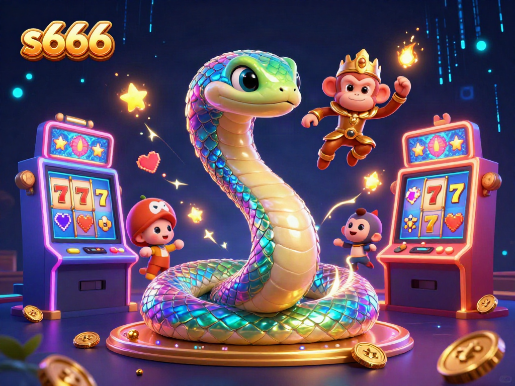 Engage in thrilling slot adventures with s666's vibrant cartoon scene and dynamic gaming elements.