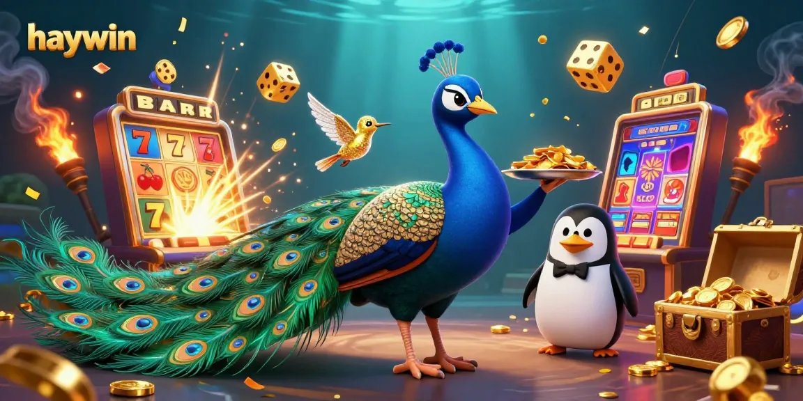 Experience the thrill of haywin with a vibrant casino illustration showcasing games, characters, and dynamic action.