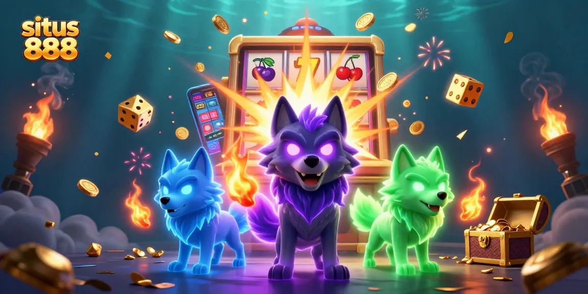 Situs 888 showcases vibrant slot games with a dynamic wolf theme, engaging players with thrilling jackpots.