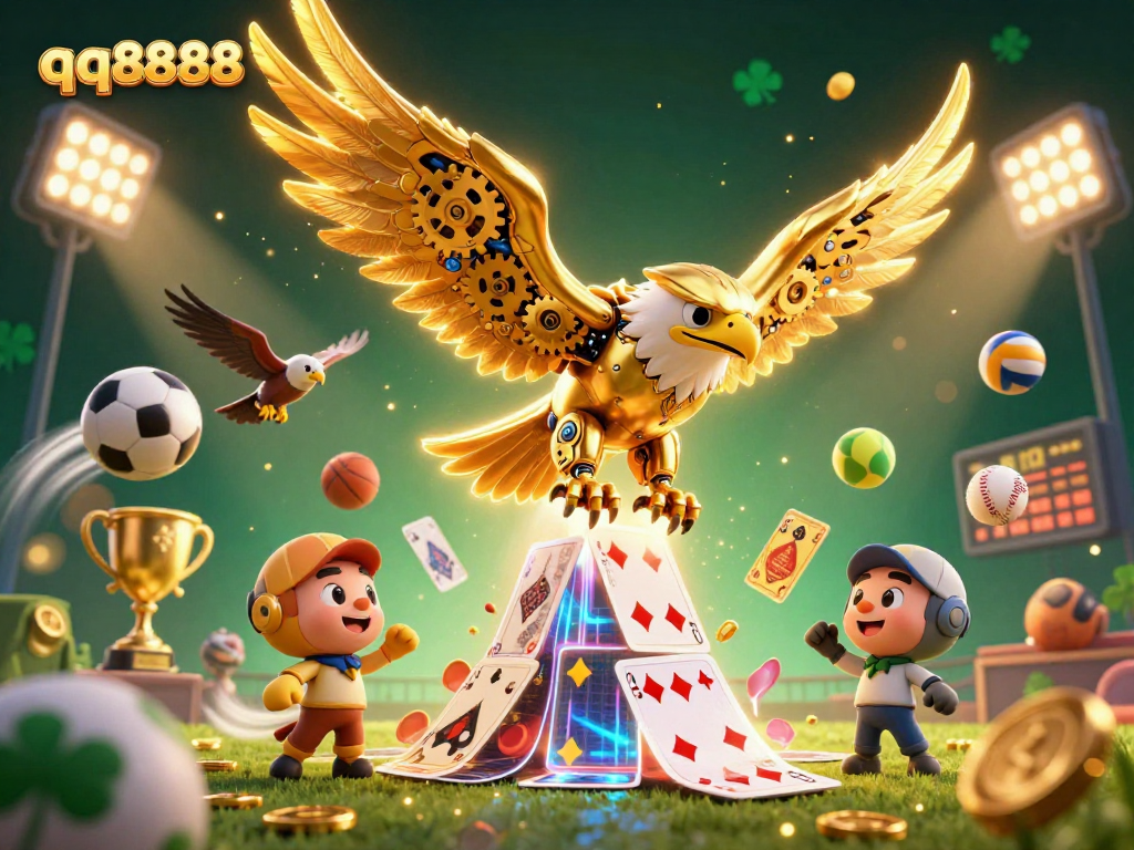 Bettors engage with sports betting action at qq8888 featuring vibrant 3D sports balls and dynamic elements.