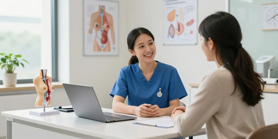 Consultation with breast surgery specialists near me in Abu Dhabi, showcasing a caring atmosphere and personalized discussion.