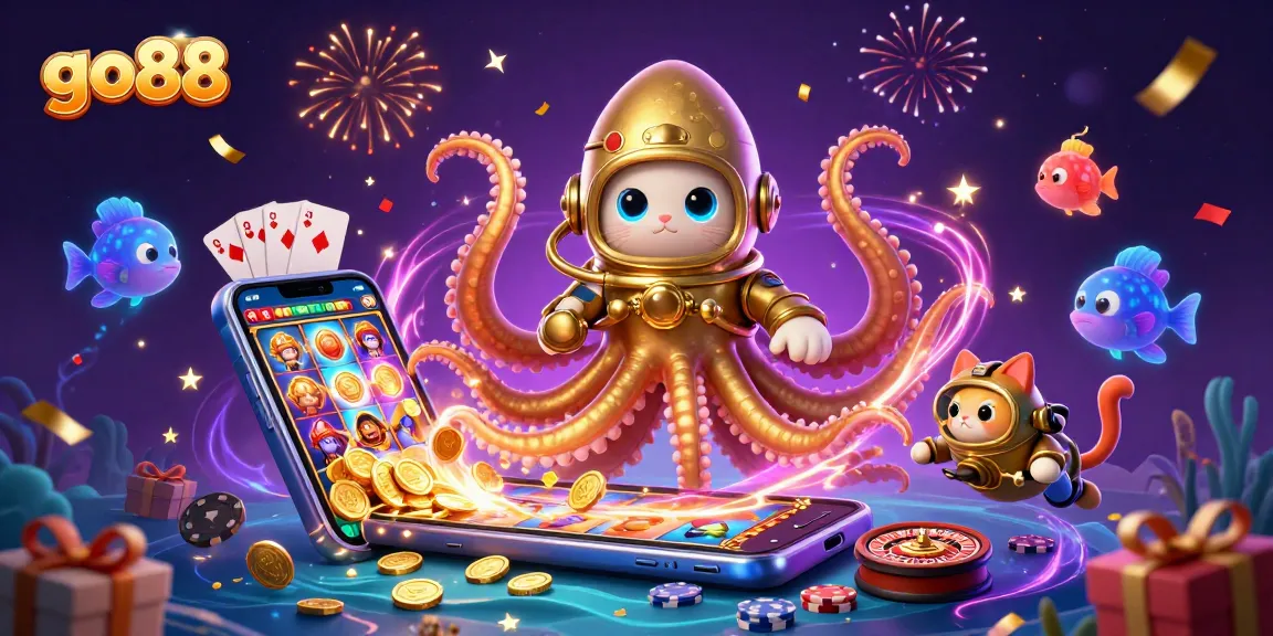 Experience exciting gameplay with go88, as vibrant slot games and treasures come alive in this captivating design.