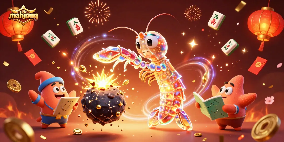 Engage in mahjong as cosmic characters celebrate with golden coins and festive elements.