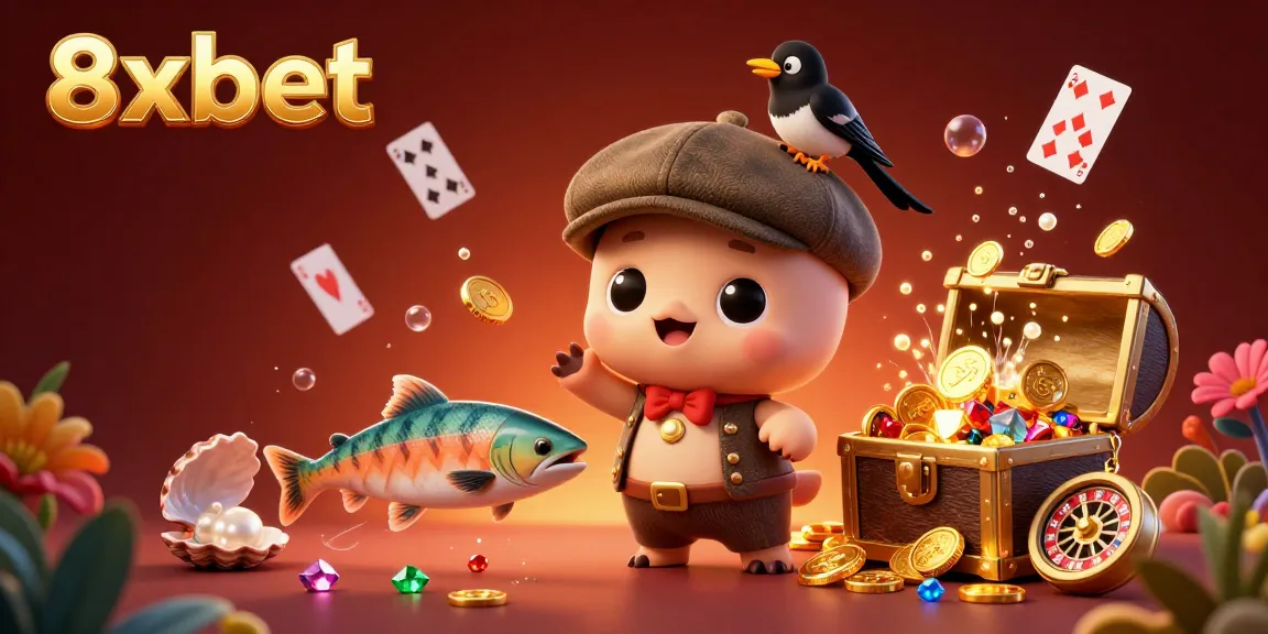 Experience thrilling wins at 8xbet with an exciting underwater casino scene featuring Nessie and treasure.