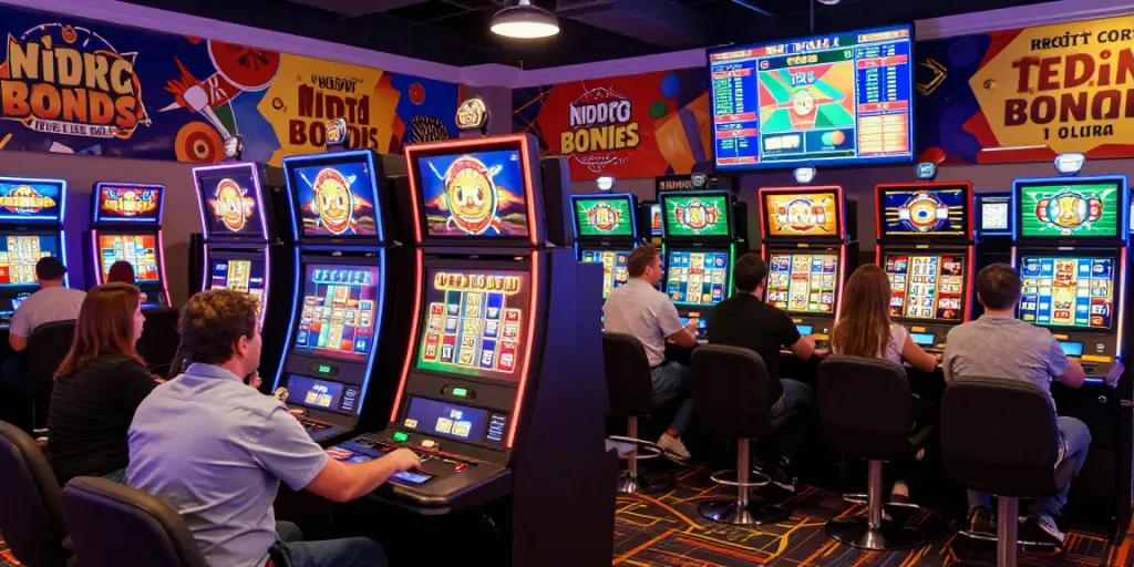 Crowd enjoying credit card casinos UK with diverse gaming stations and vibrant atmosphere.