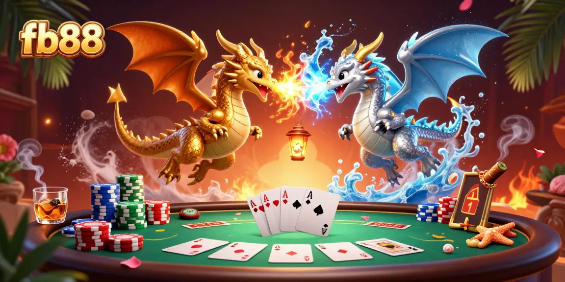 Engage with fb88's immersive gaming experience featuring dragons and poker elements.