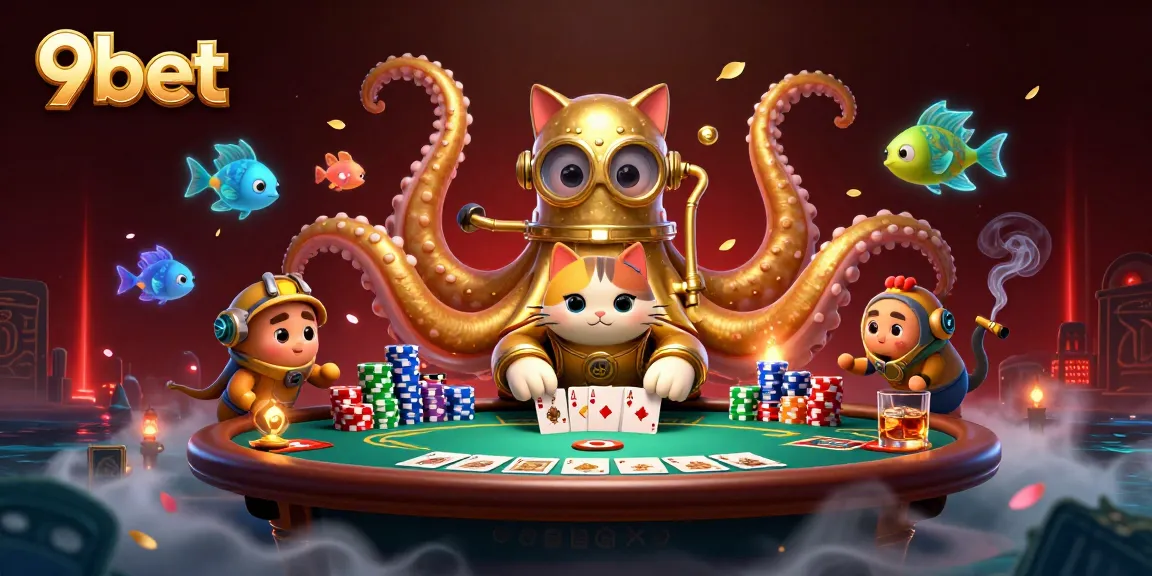 Engage with thrilling 9bet action featuring kraken, diving cat, and poker excitement.