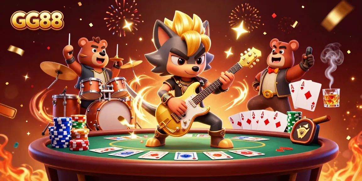 Experience electrifying moments at GG88 casino with a dynamic gaming scene of characters celebrating victory.