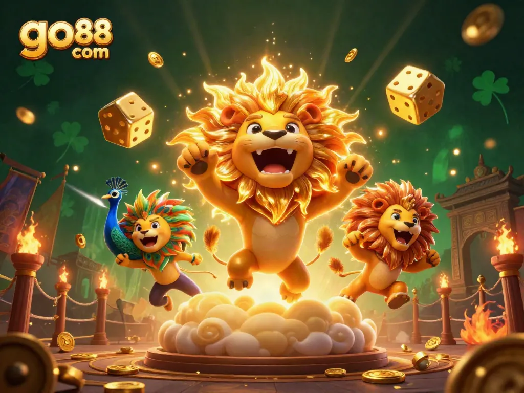 Experience thrilling gaming at go 88 com with a lively casino-themed 3D illustration.
