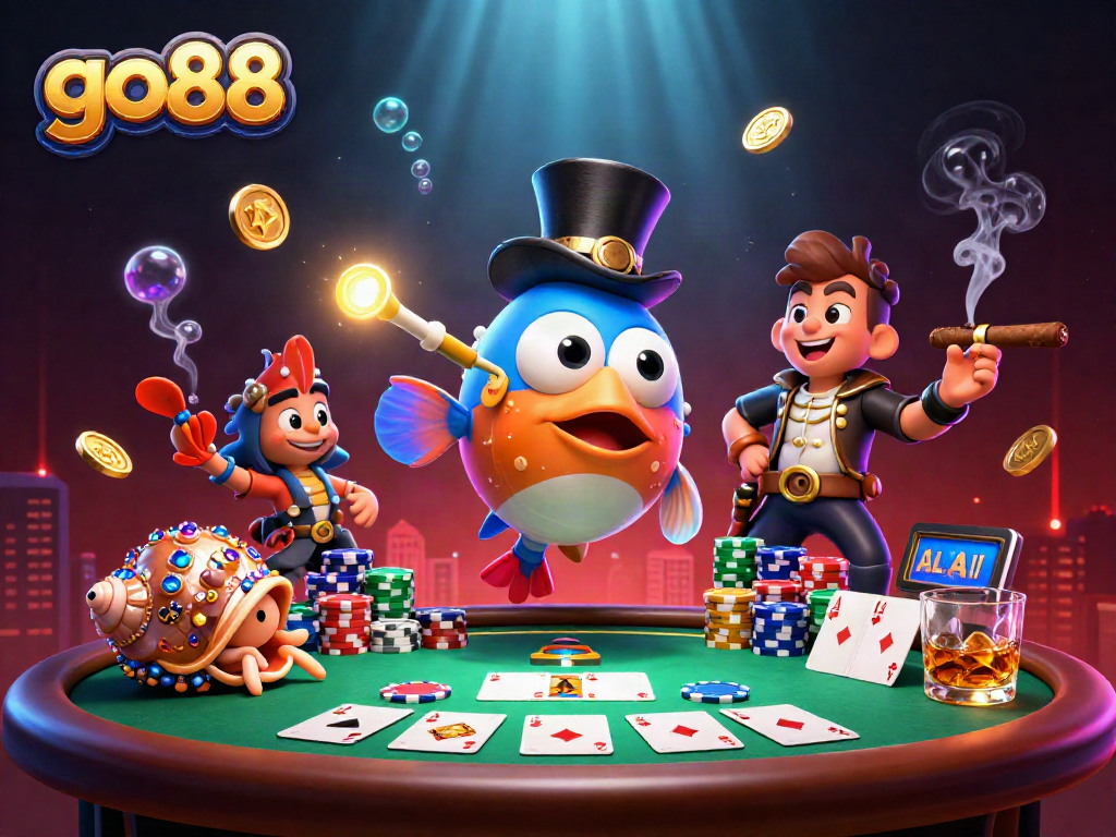 Engage in winning strategies at go88 with vibrant casino elements in an underwater treasure scene.