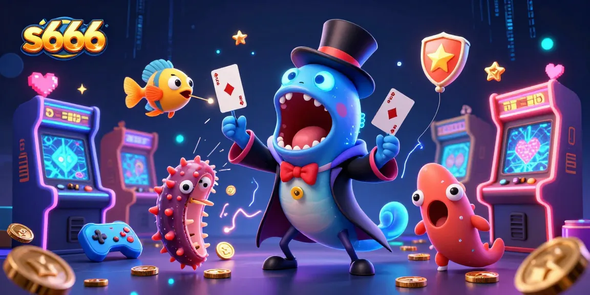 Experience the excitement of s666 with a vibrant 3D casino scene featuring animated sea creatures and playful gaming elements.