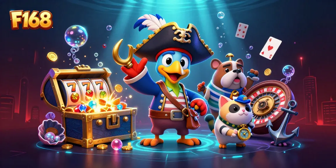 Engage with F168's vibrant online casino world featuring dynamic gaming elements and characters.