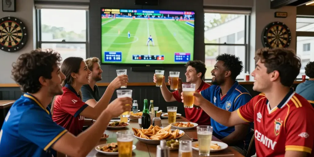 Friends enjoying cricket match during exciting betting moments on lotus365 platform
