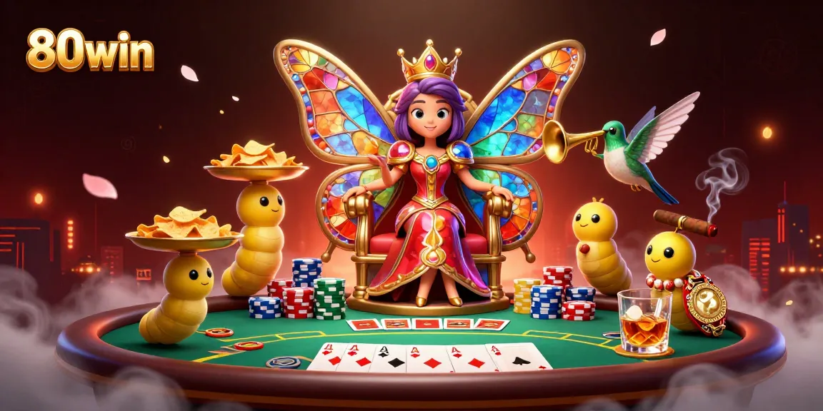 Win exciting games at 80win with vibrant visuals, poker tables, and engaging casino elements.
