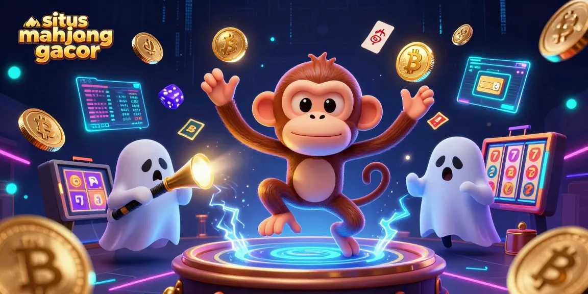 Play slots on situs mahjong gacor with a ghostly puppy and a mischievous monkey in a vibrant casino.