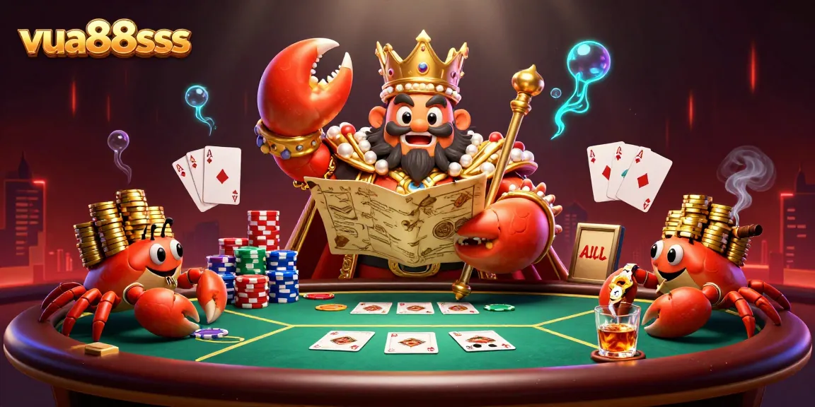 Win big at vua88sss with a golden crab emperor amidst vibrant poker action