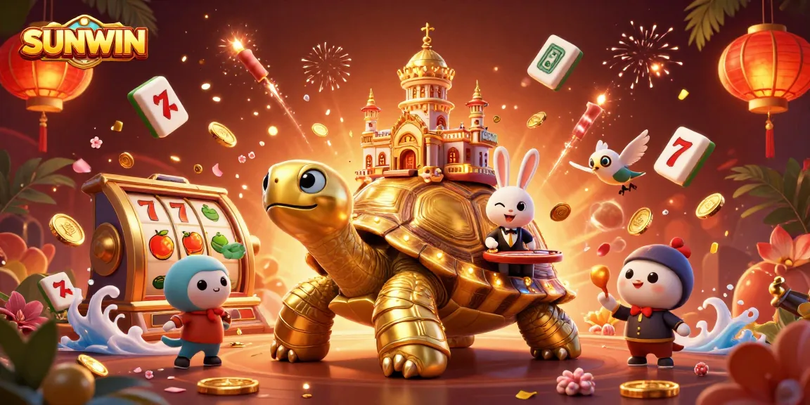 Spin slot reels and enjoy thrilling gameplay at SUNWIN's vibrant casino illustration.