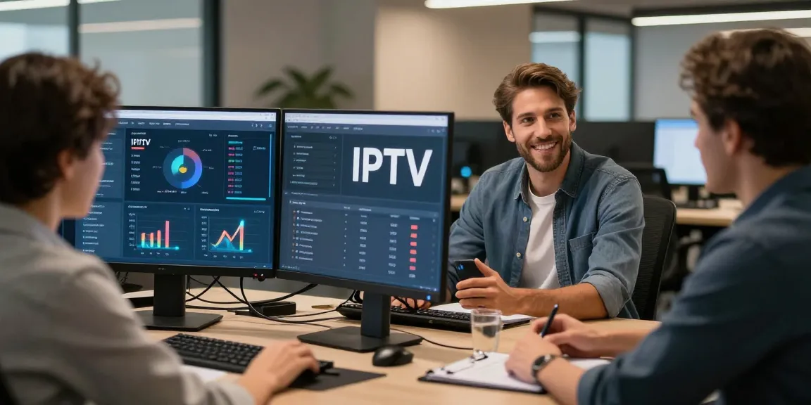 IPTV Reseller consulting clients in a professional office environment, a trusted provider for local businesses.