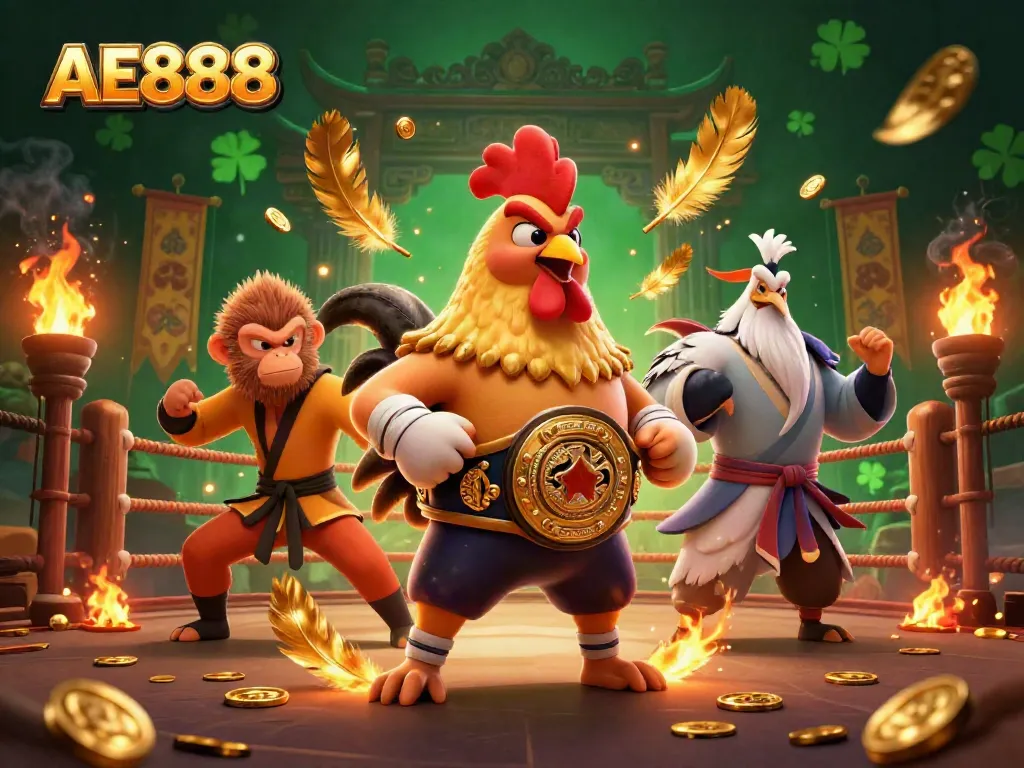 Experience the excitement of AE888 with vibrant cartoon characters in a thrilling betting atmosphere.