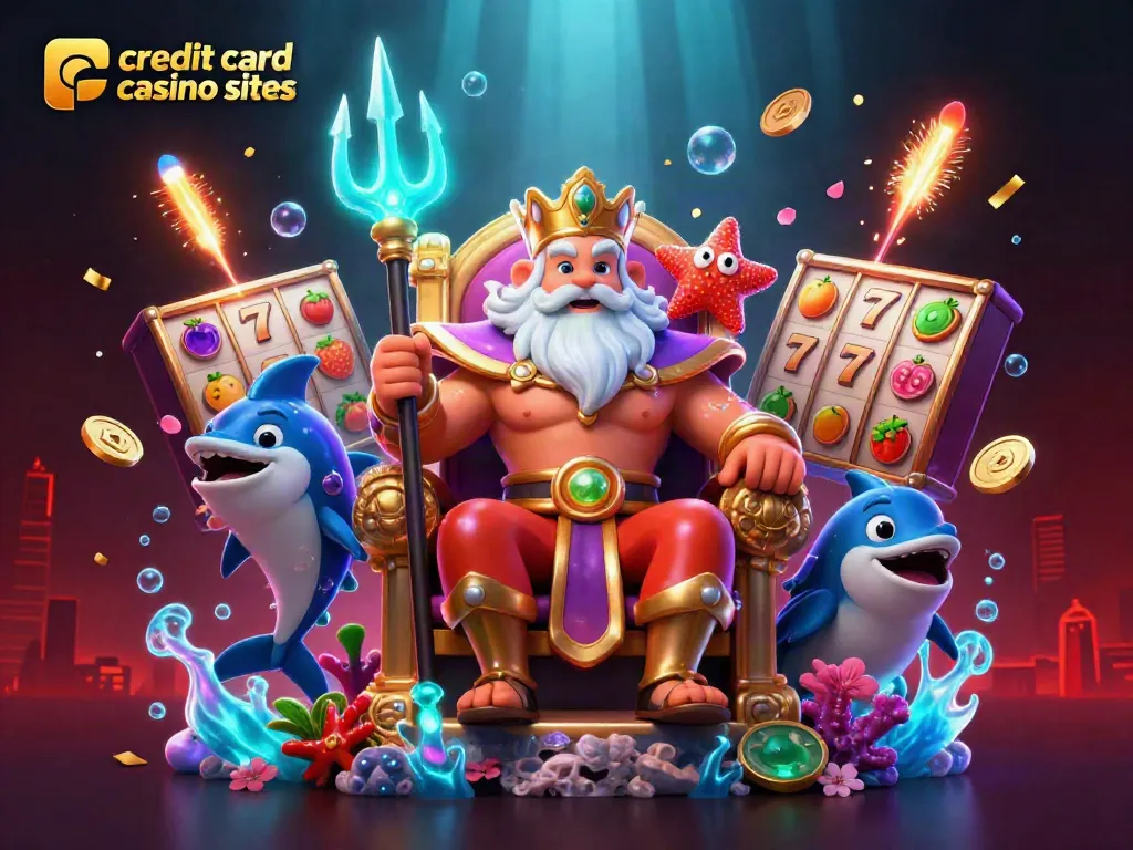 Engage with top credit card casino sites featuring vibrant 3D illustrations of characters and gaming elements.