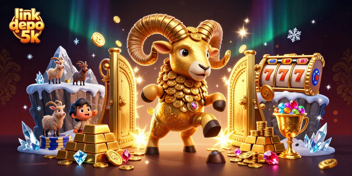 Experience massive wins with link depo 5k in a visually rich, 3D slot-themed illustration.