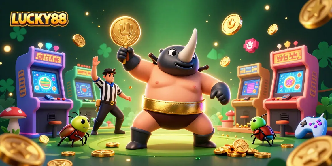 Experience LUCKY88 with a dynamic casino scene showcasing exciting gaming moments and vibrant characters.
