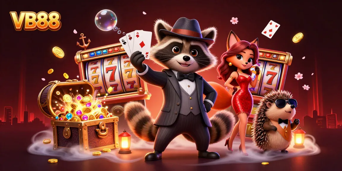 Experience thrilling gameplay with VB88 in this vibrant casino illustration featuring a royal flush.