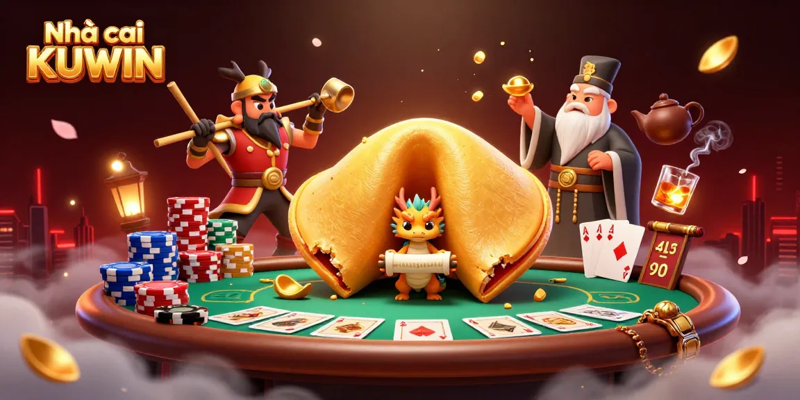 Engage with Nhà cái KUWIN in a vibrant casino scene with golden fortune and gaming action.