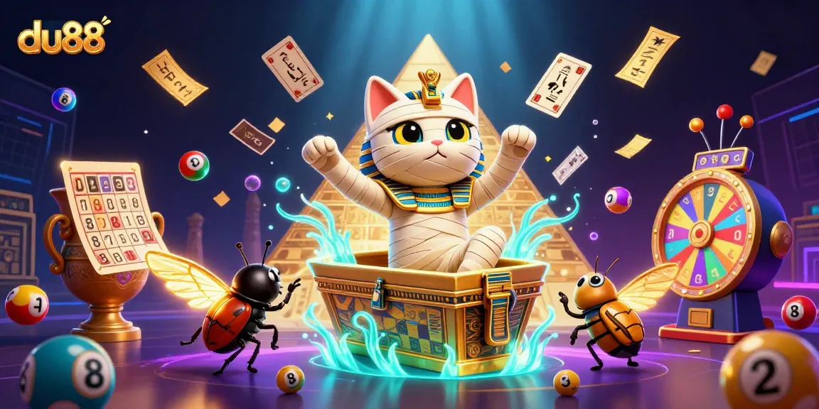 Engage in thrilling gaming adventures with du88, featuring vibrant Egyptian-themed elements in a dynamic casino scene.