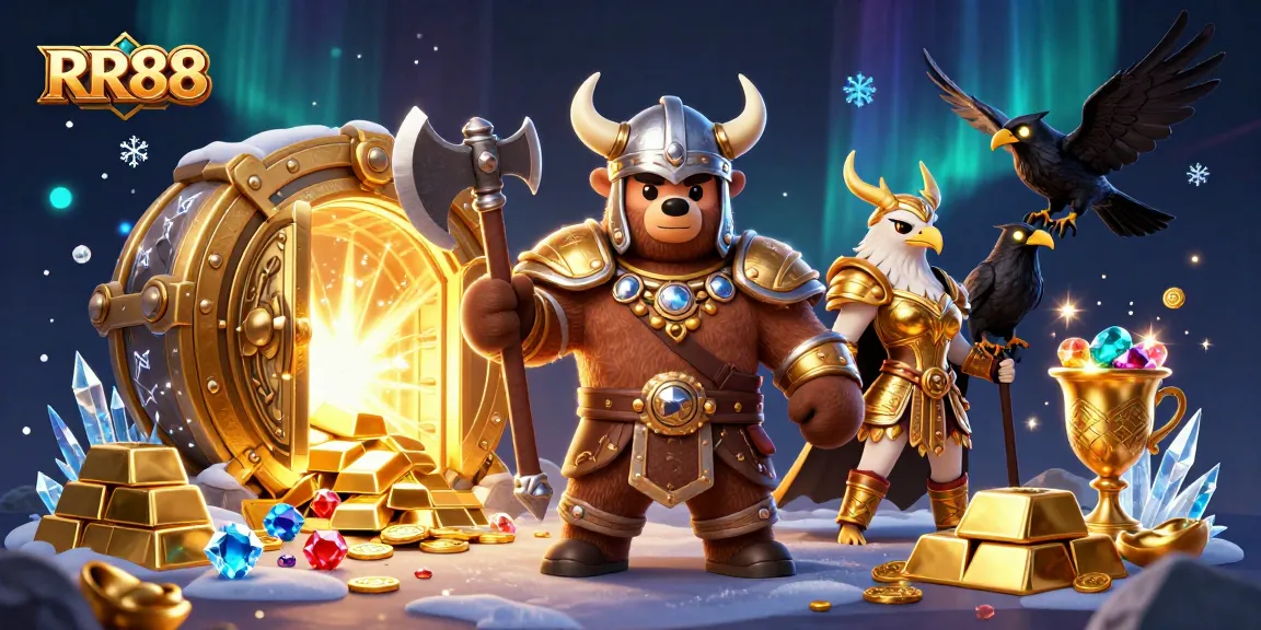 Experience thrilling wins at RR88 with a vibrant 3D casino scene showcasing riches and excitement.