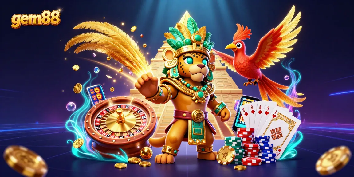 Experience the thrill of gem88 with vibrant casino elements and dynamic characters.