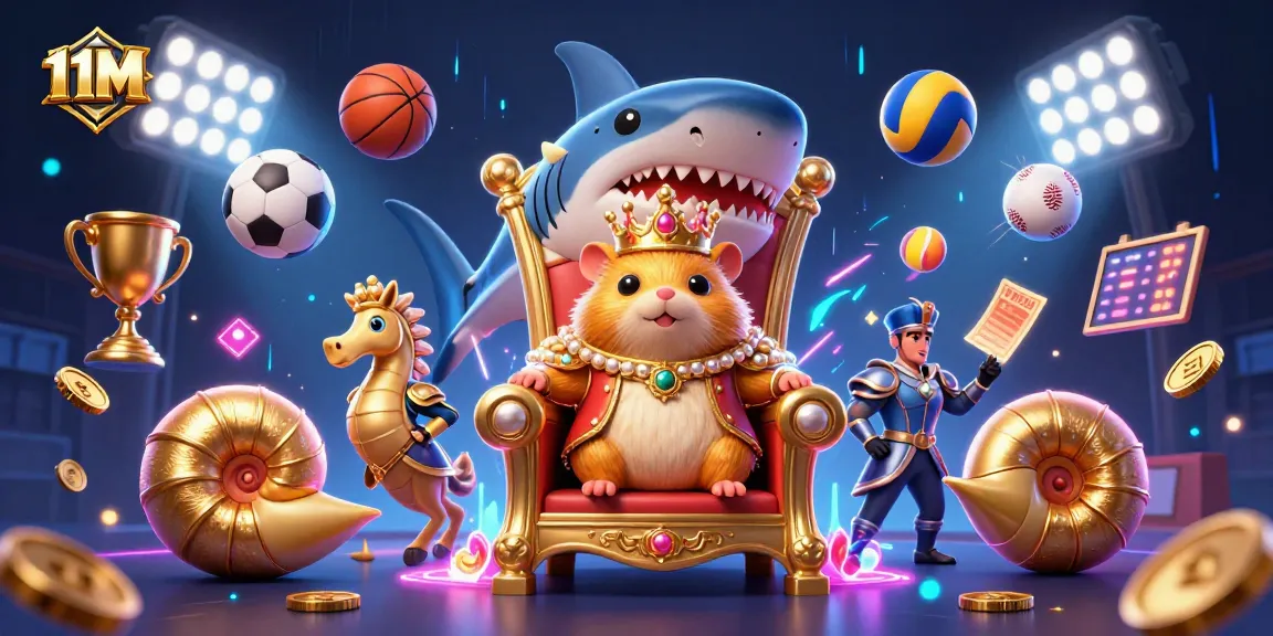 Experience thrilling bets and rewards with 11M's vibrant gaming celebration featuring dynamic sports elements.