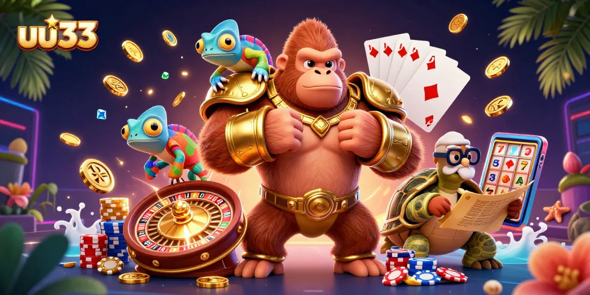 Experience exhilarating gaming adventures with uu33's gorilla king and colorful casino elements.