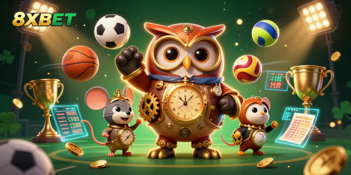 Experience the excitement of 8XBET with dynamic 3D characters, casino elements, and sports action.