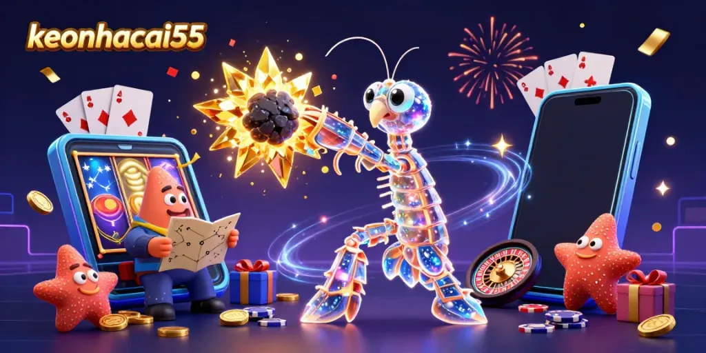 Experience keonhacai55 excitement with a galactic samurai battling asteroids amidst golden gems and coins