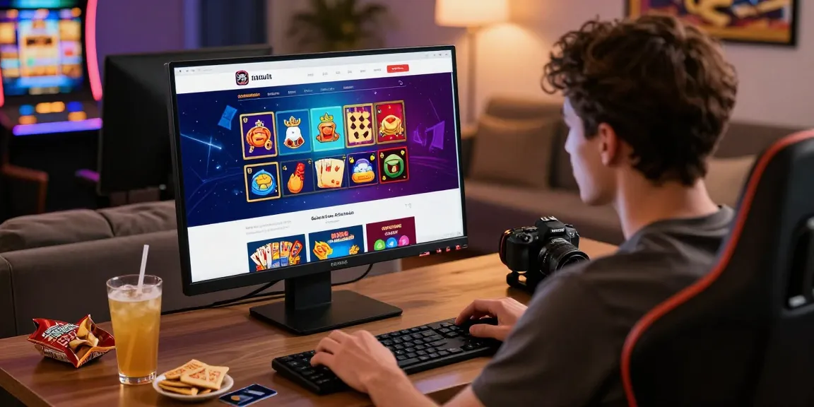 Player enjoying online games at casinos that accept credit cards in a cozy setting with vibrant visuals.