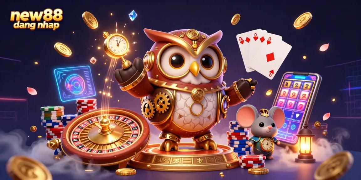Play casino games with new88 dang nhap through an engaging steampunk-inspired digital illustration.