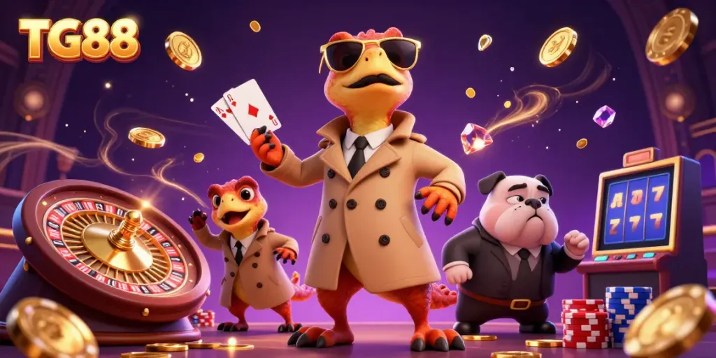 Get lucky with the raptors at TG88, entering a vibrant casino filled with gold and jewels.