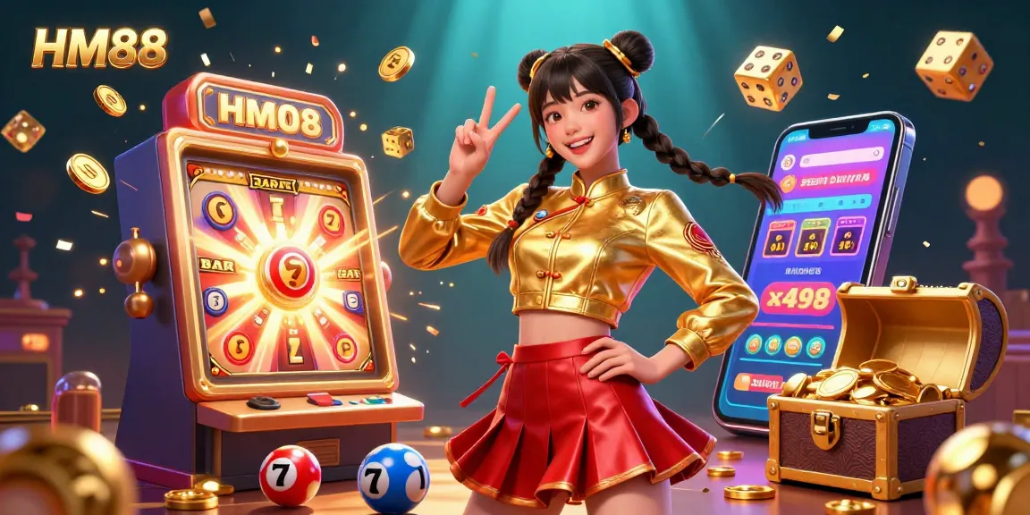 Experience the vibrant HM88 online casino with colorful slot machines and jackpot elements in action.