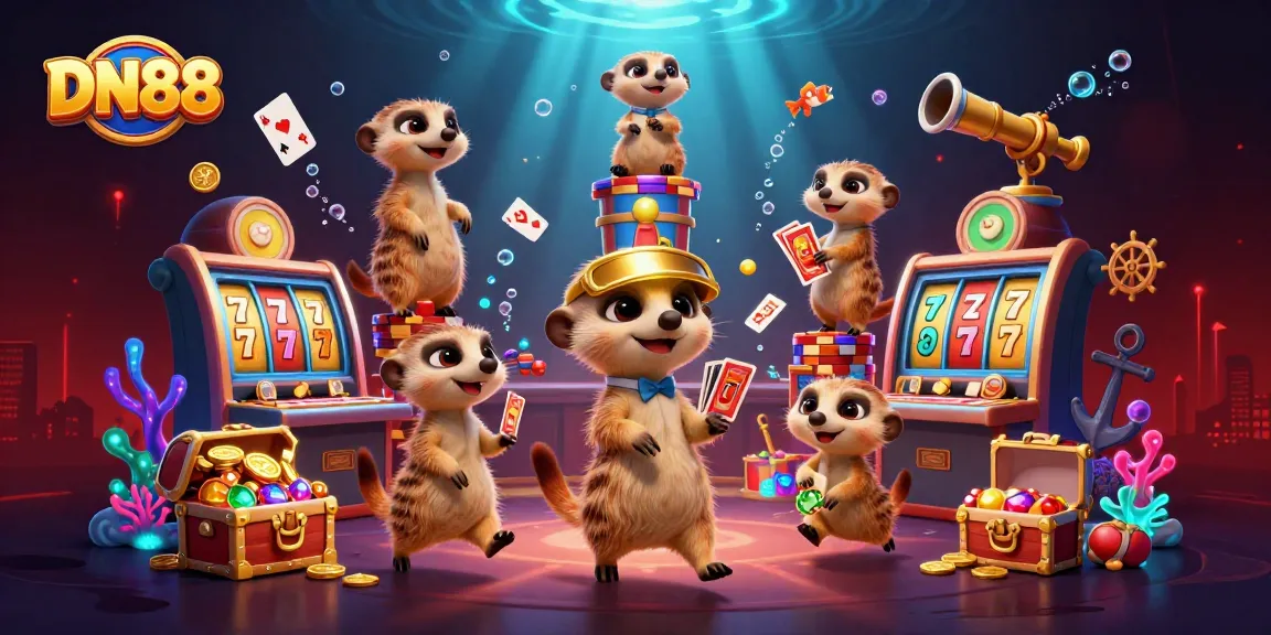 Watch the DN88 meerkat team run a lively casino operation with gold coins and colorful gems.