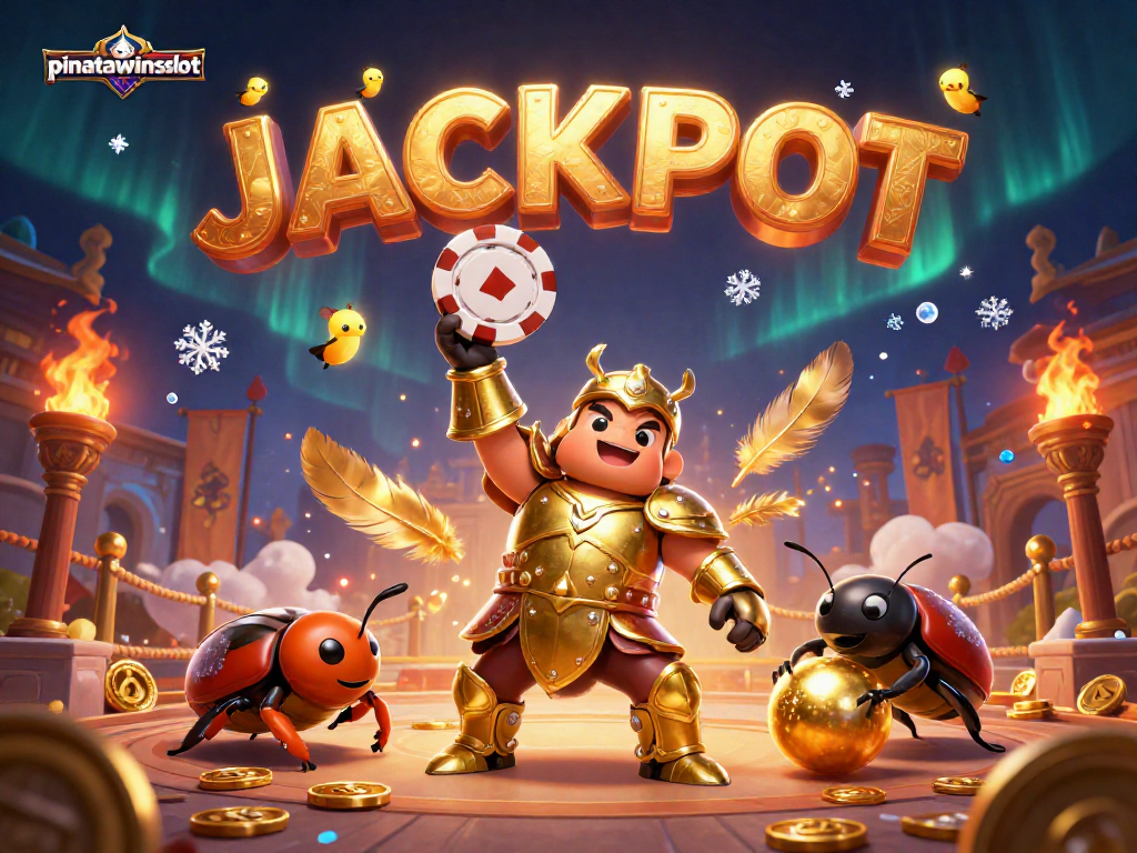 Spin to win with pinatawinsslot as the gladiator beetle celebrates the jackpot victory!