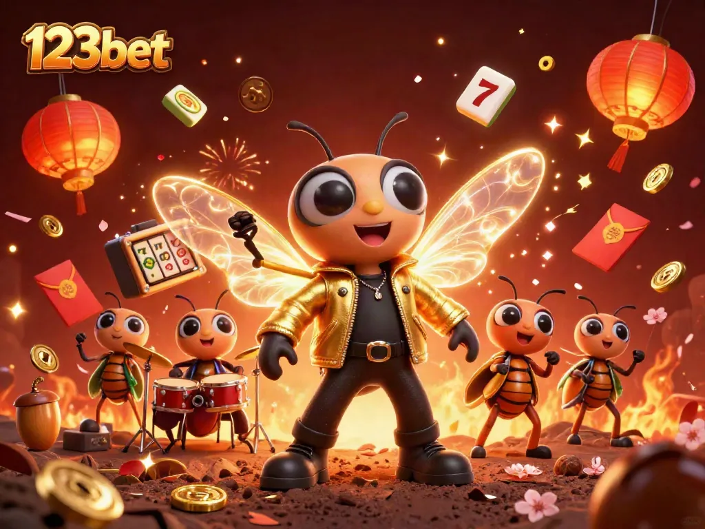 Join the thrilling world of 123bet with vibrant 3D casino characters and festive game elements!