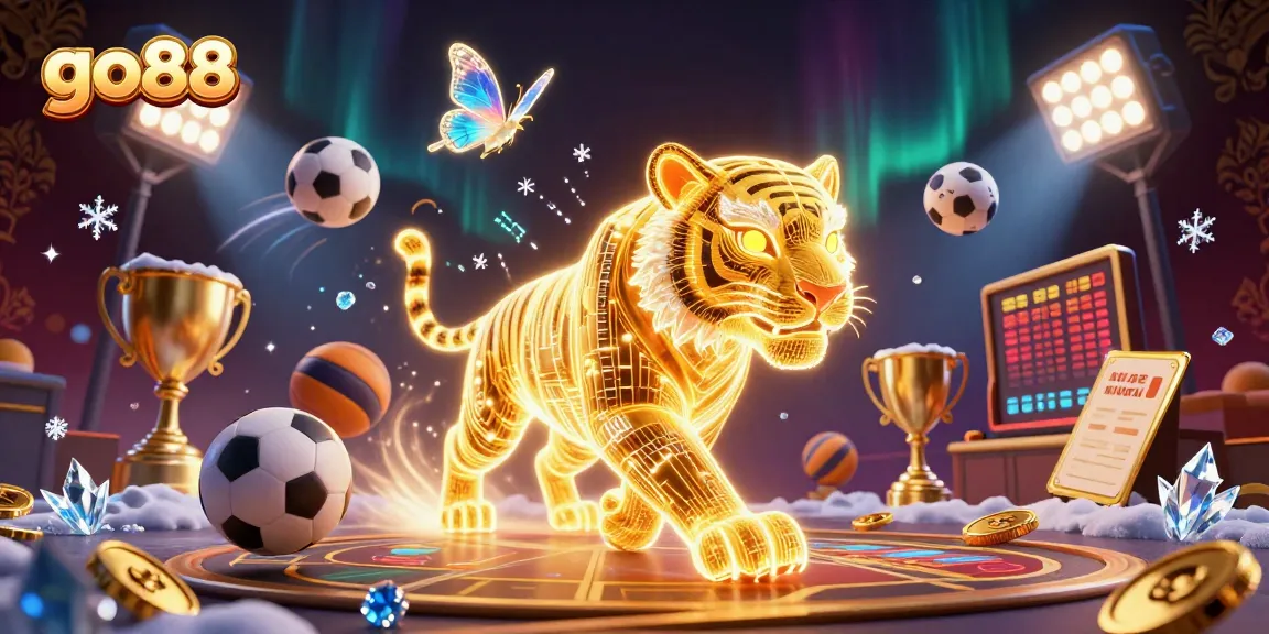 Experience thrilling gaming with go88, a digital casino featuring neon tiger and vibrant sports elements.