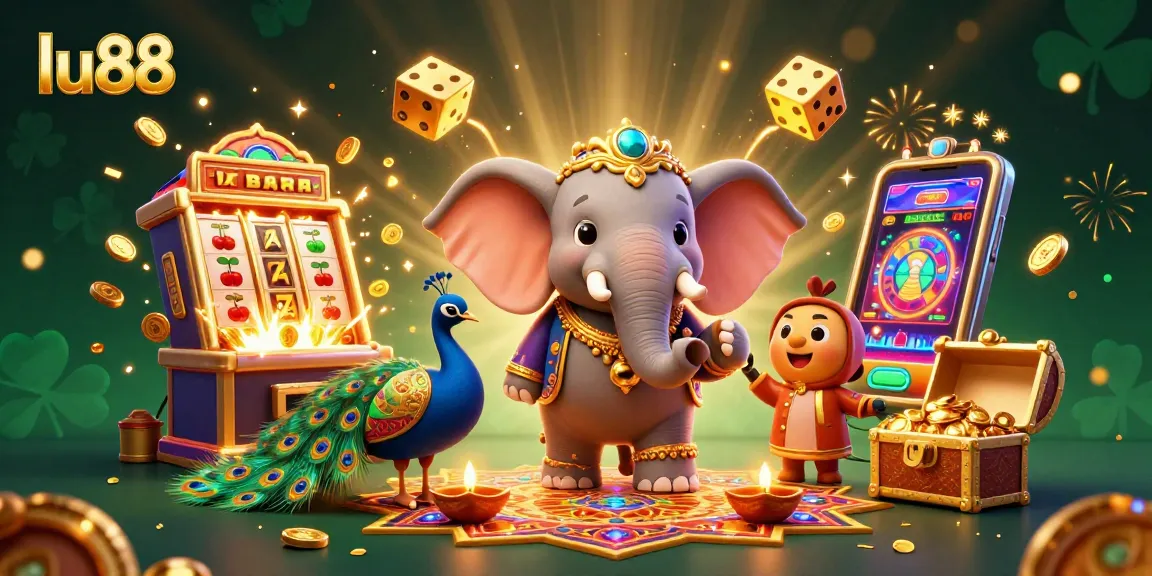 Engage in thrilling entertainment with lu88's vibrant casino world featuring a colorful elephant and peacock.
