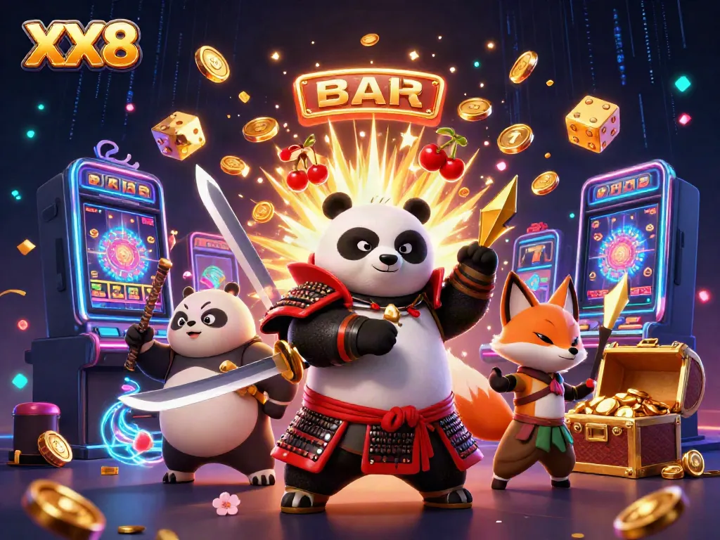 Experience thrilling wins with XX8 as animated characters engage in a vibrant casino adventure.