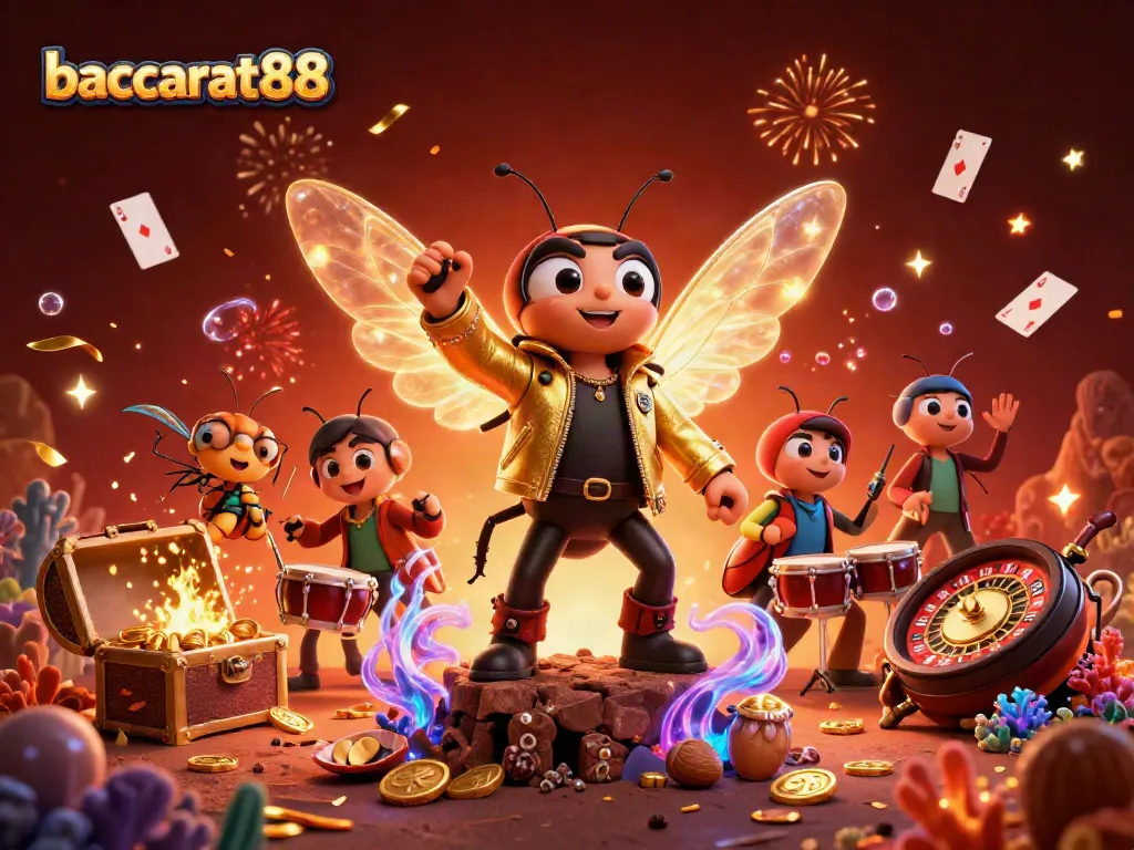 Baccarat88 players engaging in an exciting casino game with vibrant characters and dynamic elements.